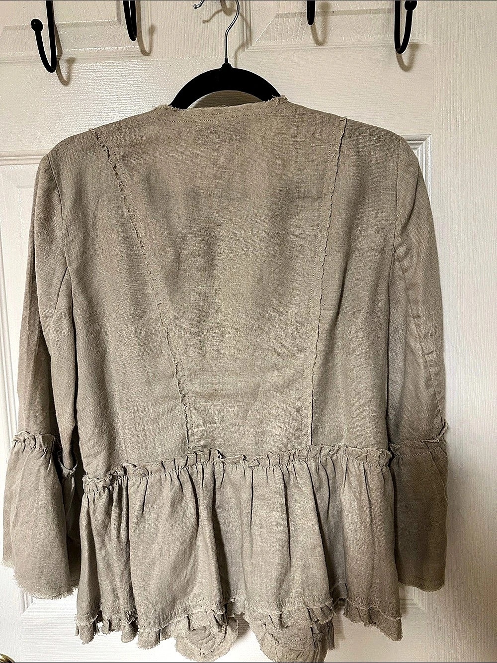 INC International Concepts Linen Ruffle Blouse in Beige Size Medium - Picture 2 of 3